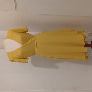 Lulus Golden Yellow Midi Wrap Dress M